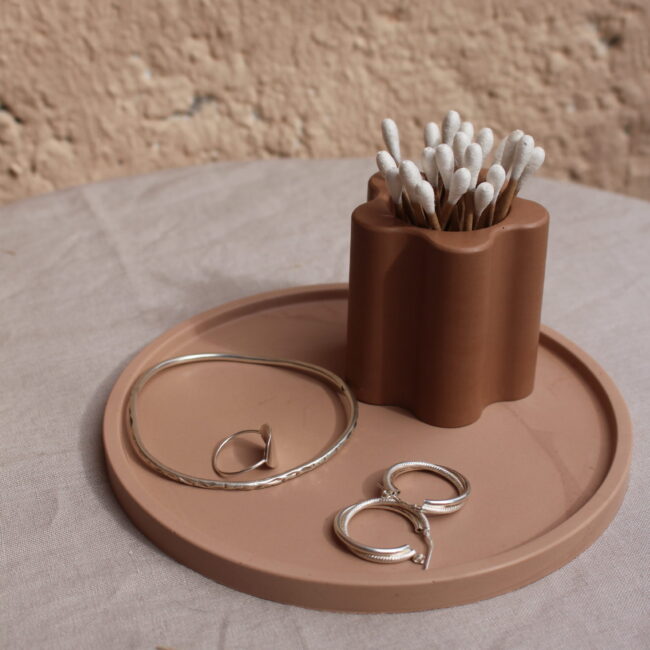 Plateau a bijoux - vide poche - Plateau rond couleur chocolat