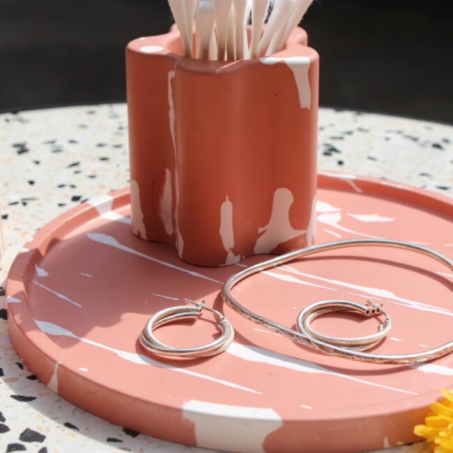 Accessoire de salle de bain, pot a coton tige en forme de fleur de Rose zebre